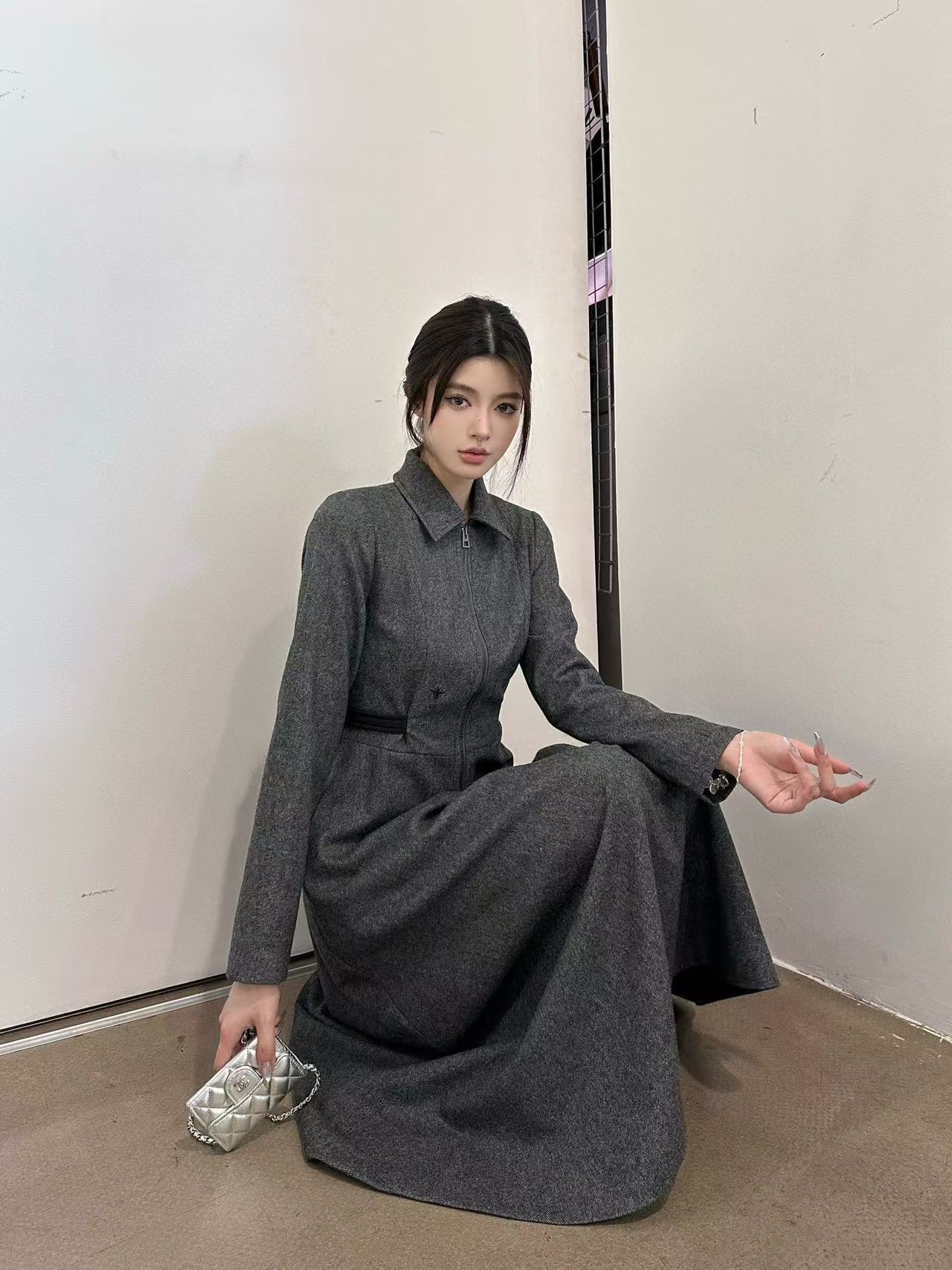 DI0R 高品質ウール ラペルドレス【50％割引+送料無料】