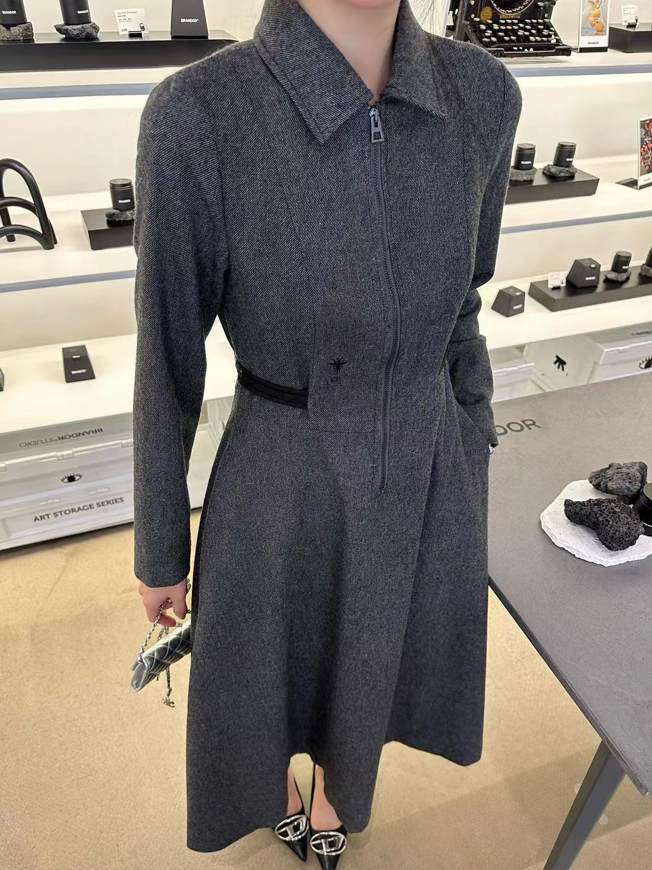 DI0R 高品質ウール ラペルドレス【50％割引+送料無料】