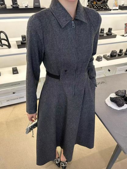 DI0R 高品質ウール ラペルドレス【50％割引+送料無料】