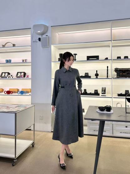 DI0R 高品質ウール ラペルドレス【50％割引+送料無料】