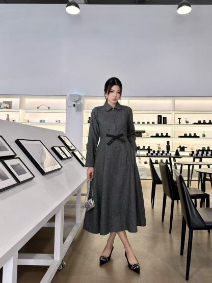 DI0R 高品質ウール ラペルドレス【50％割引+送料無料】