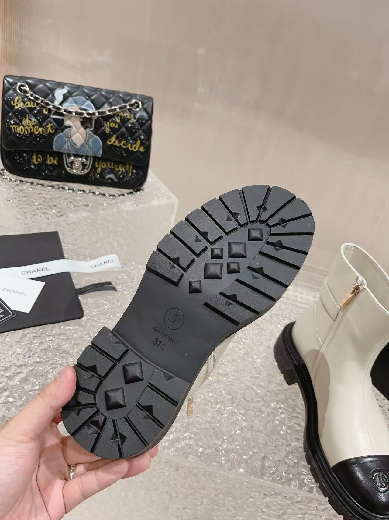 CHANE1 上質ジッパーカラーブロックシープスキンショートブーツ【50％割引+送料無料】