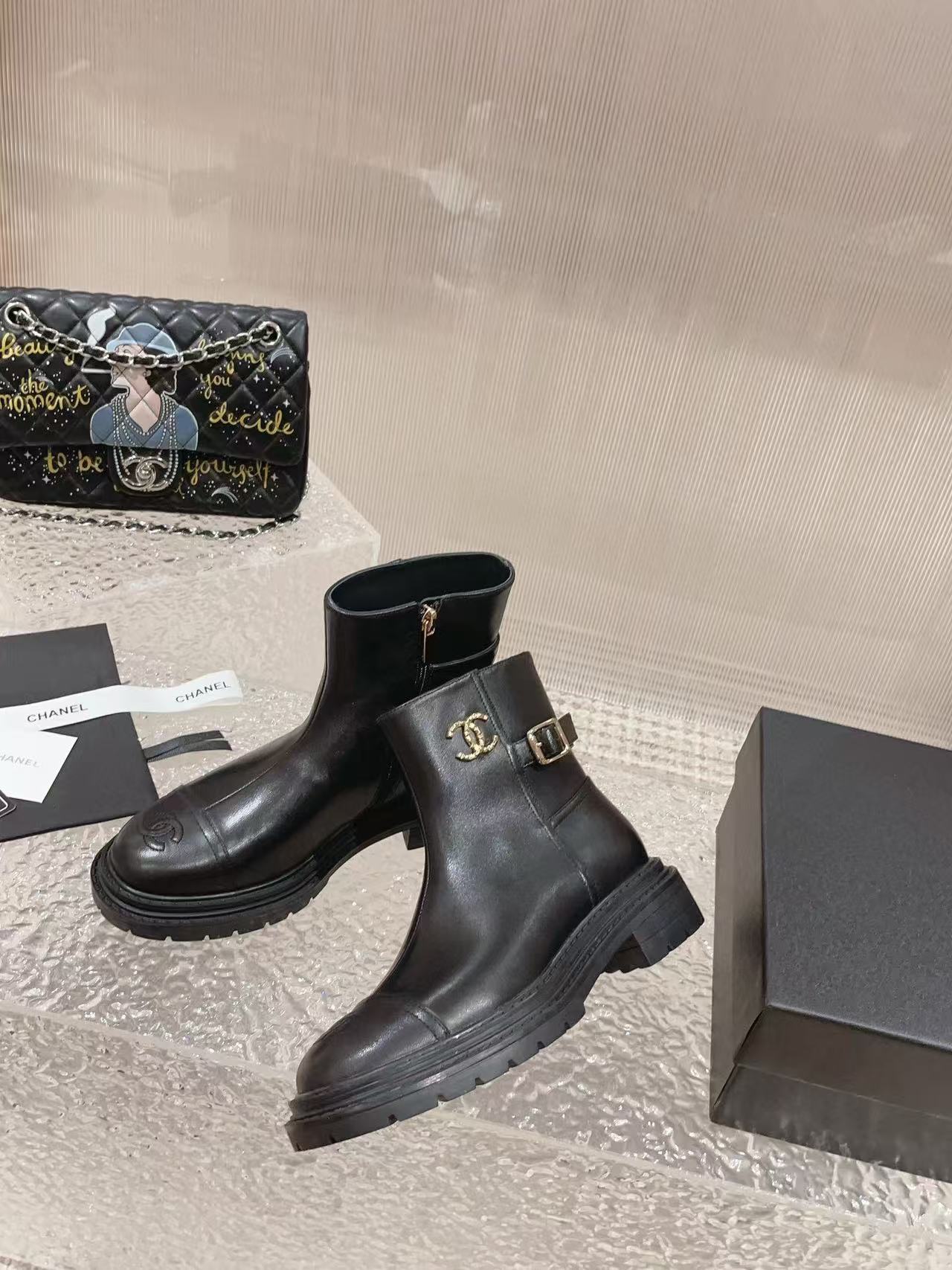 CHANE1 上質ジッパーカラーブロックシープスキンショートブーツ【50％割引+送料無料】