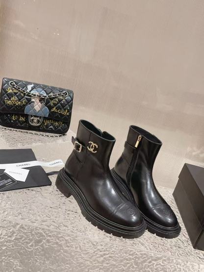 CHANE1 上質ジッパーカラーブロックシープスキンショートブーツ【50％割引+送料無料】