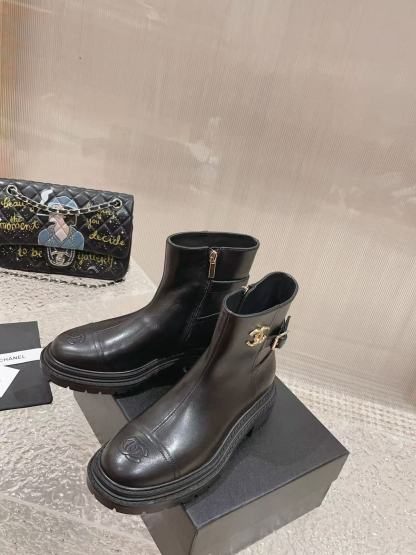 CHANE1 上質ジッパーカラーブロックシープスキンショートブーツ【50％割引+送料無料】