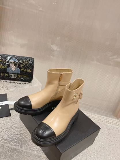 CHANE1 上質ジッパーカラーブロックシープスキンショートブーツ【50％割引+送料無料】