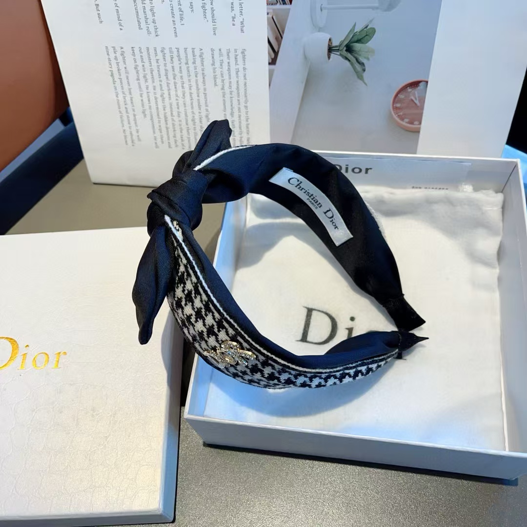 DI0R 千鳥格子ボウヘッドバンド【50％割引+送料無料】