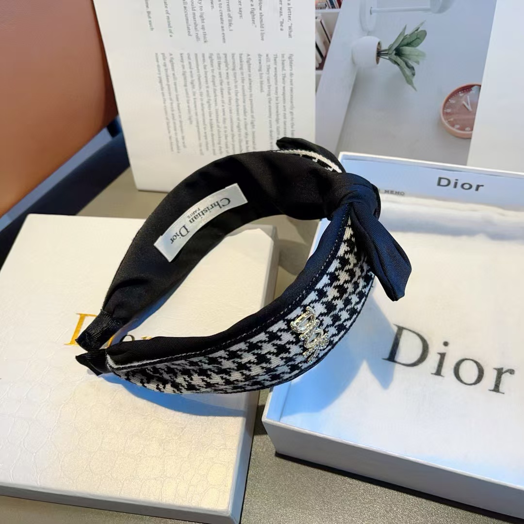 DI0R 千鳥格子ボウヘッドバンド【50％割引+送料無料】