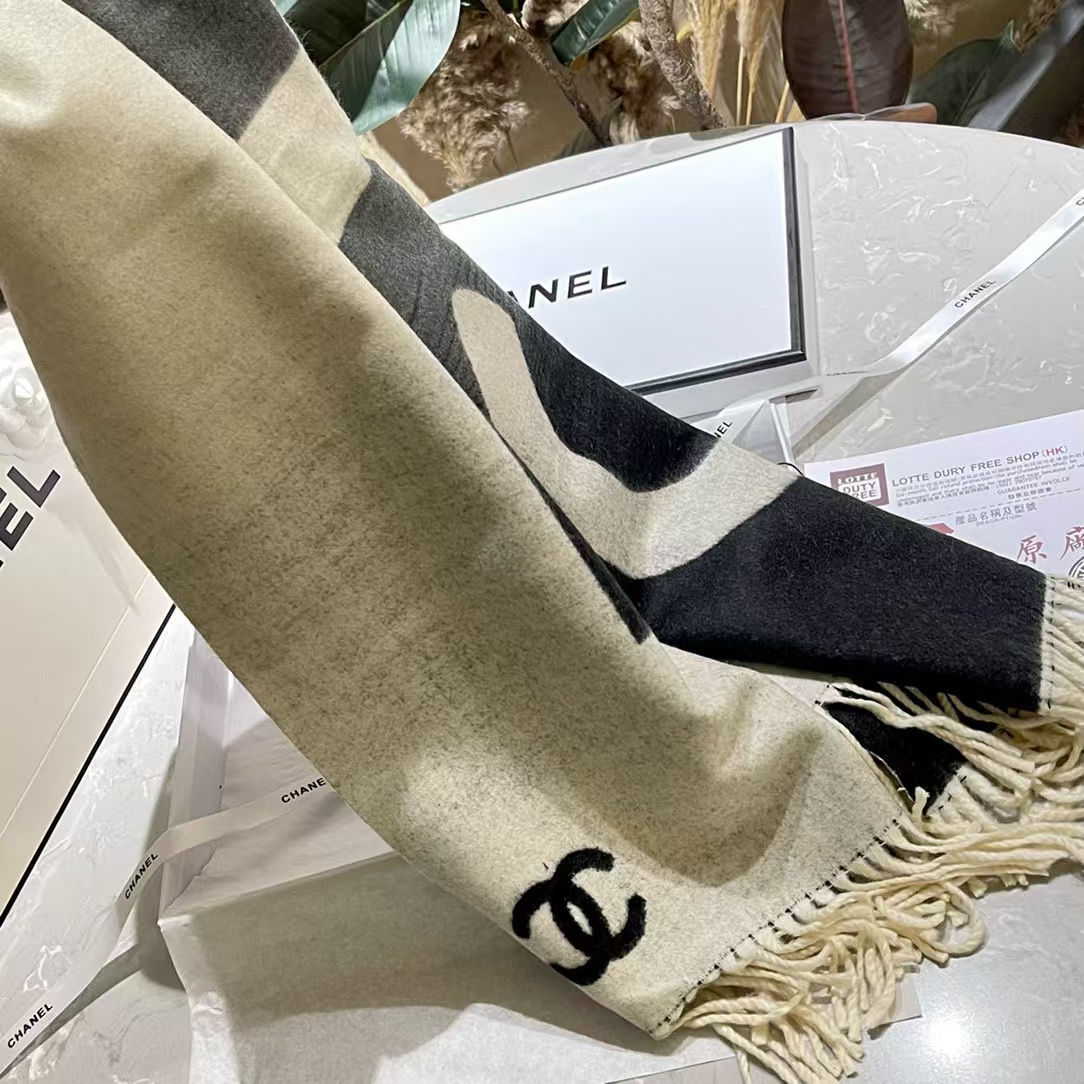 CHANE1 グラデーションタッセルカシミヤスカーフ【50％割引+送料無料】