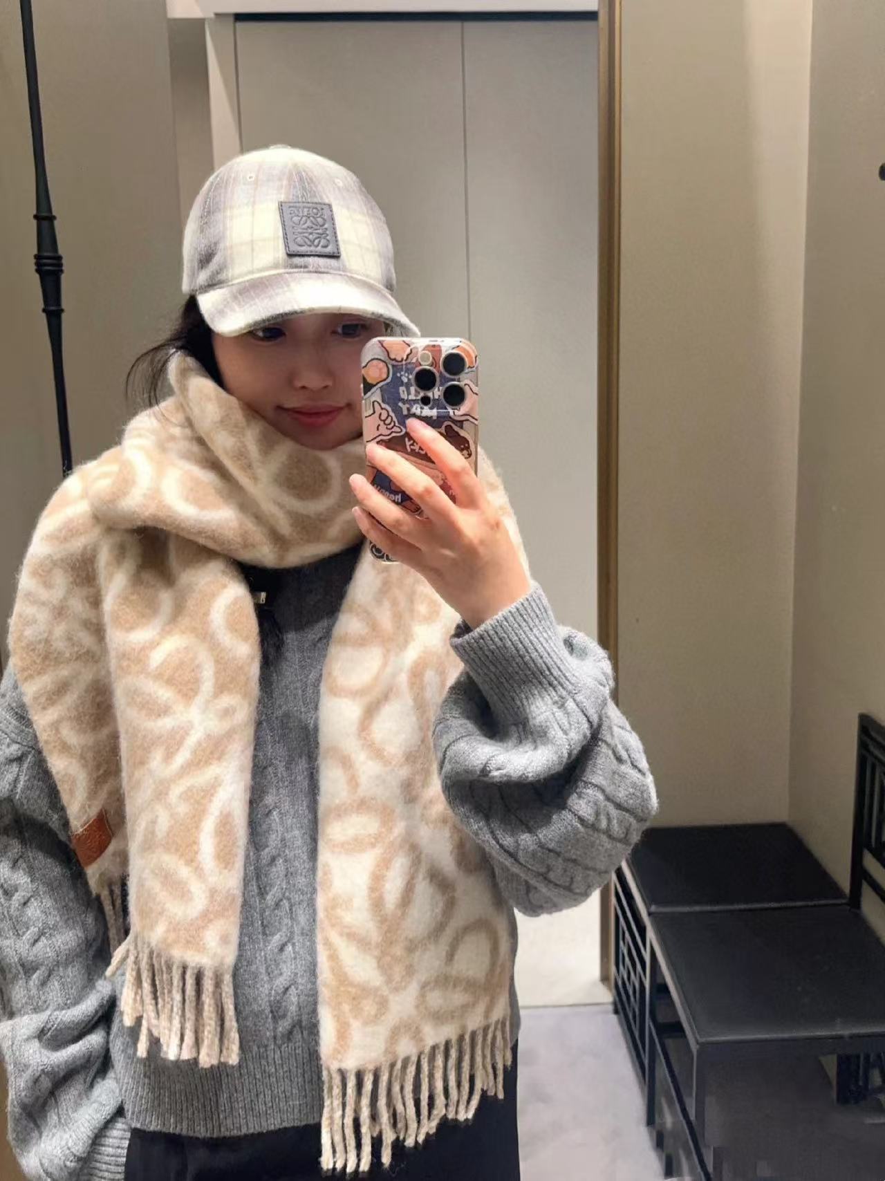 L0WEW フリンジ付きカシミヤスカーフ【50％割引+送料無料】