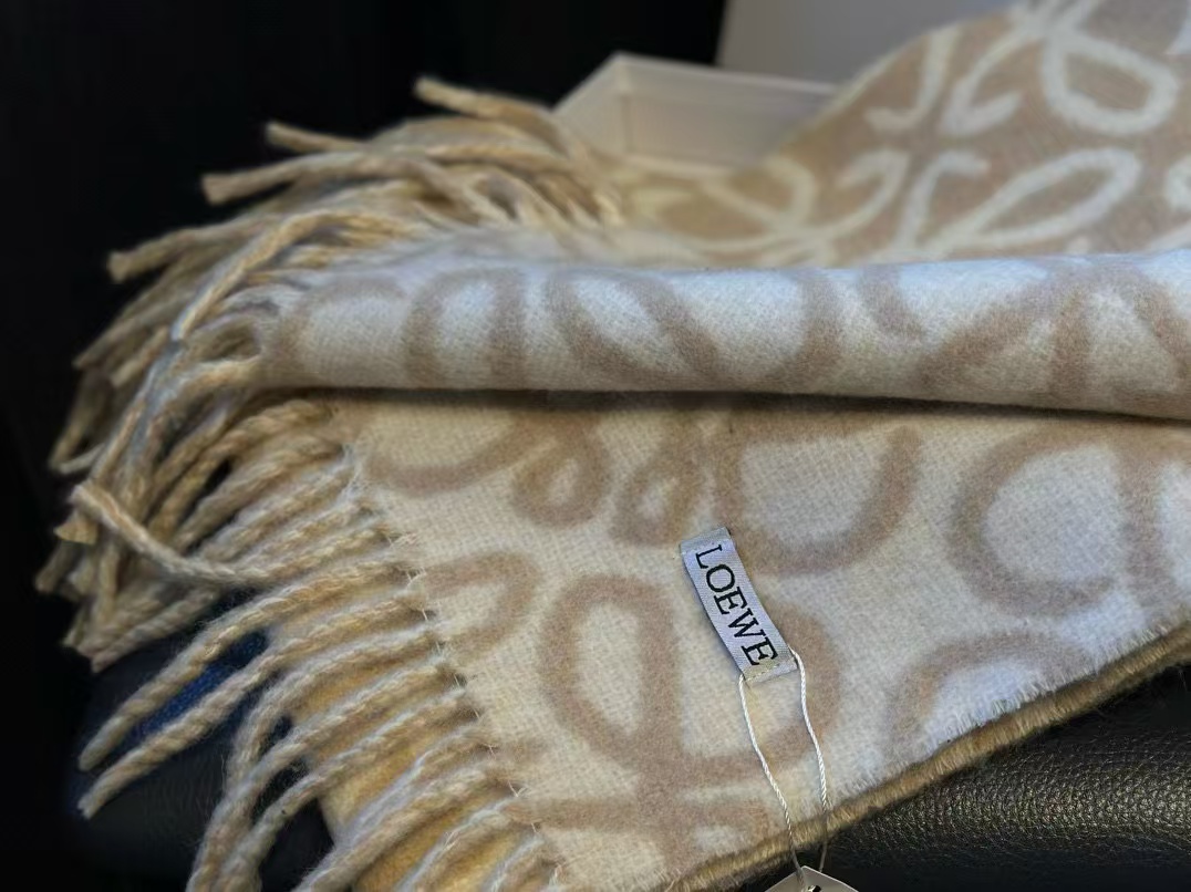 L0WEW フリンジ付きカシミヤスカーフ【50％割引+送料無料】