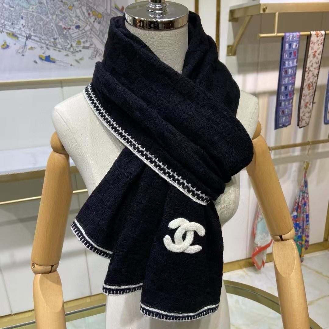 CHANE1 チェッカーボード ウール ショール【50％割引+送料無料】