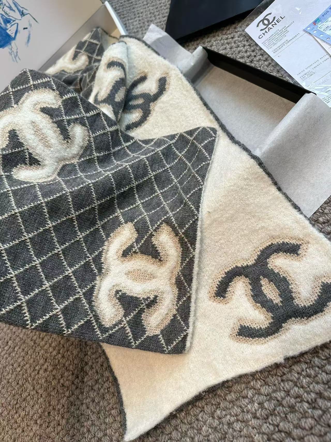 CHANE1 刺繍チェック柄ショール【50％割引+送料無料】