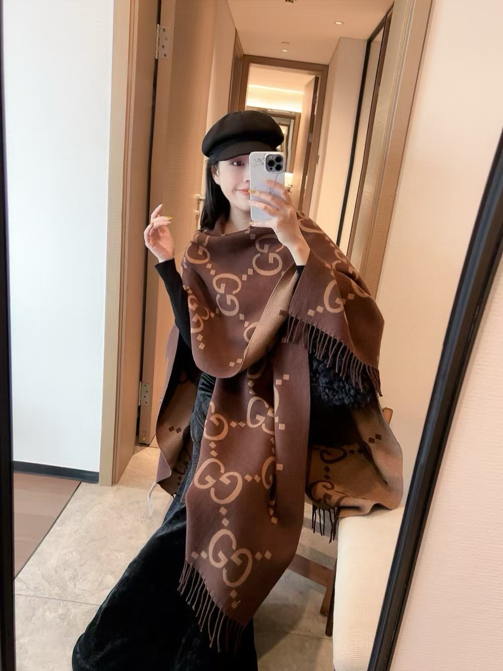 GUCC1 カシミヤタッセルショール【50％割引+送料無料】