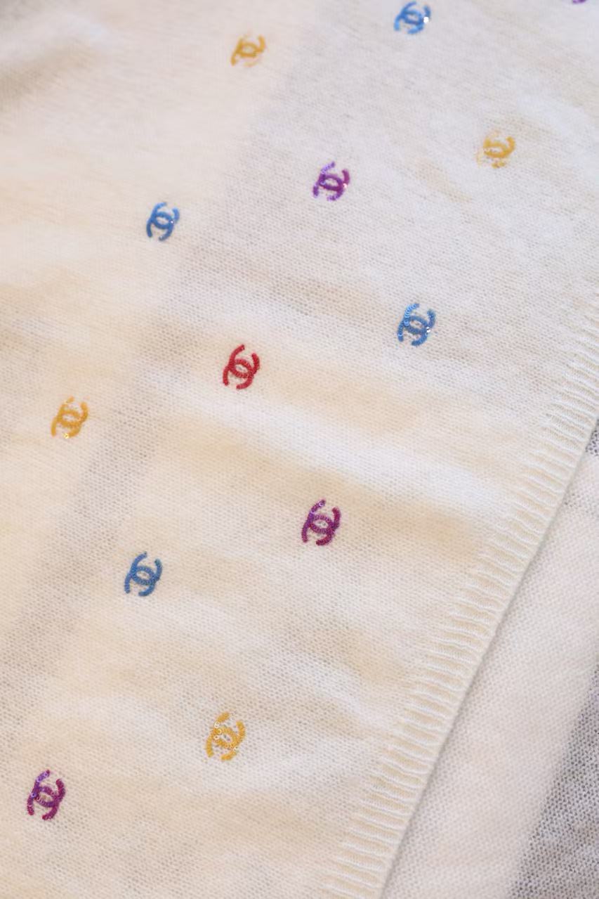CHANE1 カラフル ダブル C ロゴ カシミア スカーフ【 50％割引+送料無料】