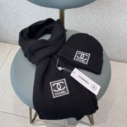 CHANE1 ウール帽子+スカーフ2点セット【50％割引+送料無料】