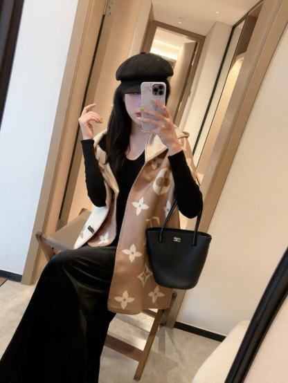 LV フード付きカシミヤスカーフ【50％割引+送料無料】