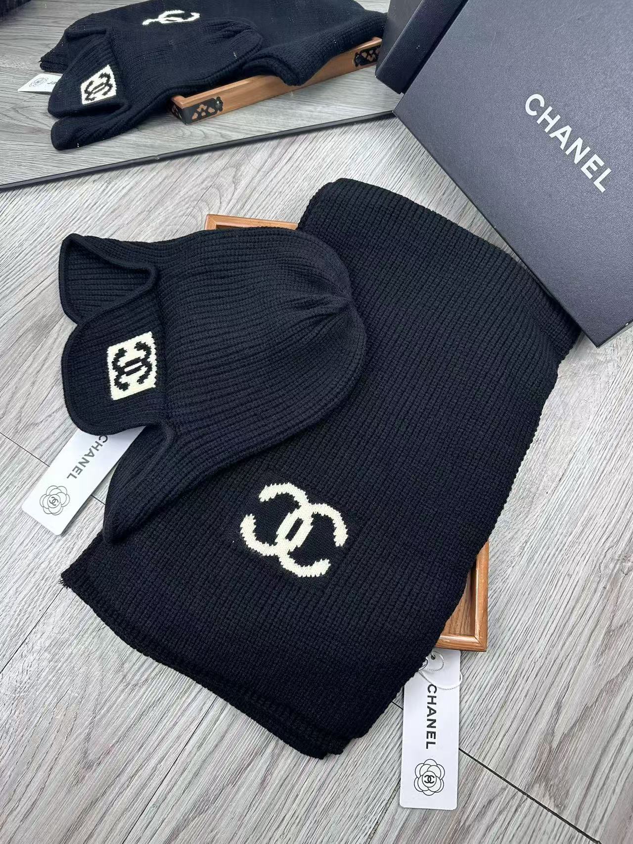 CHANE1 定番ウールハット+スカーフ2点セット【50％割引+送料無料】