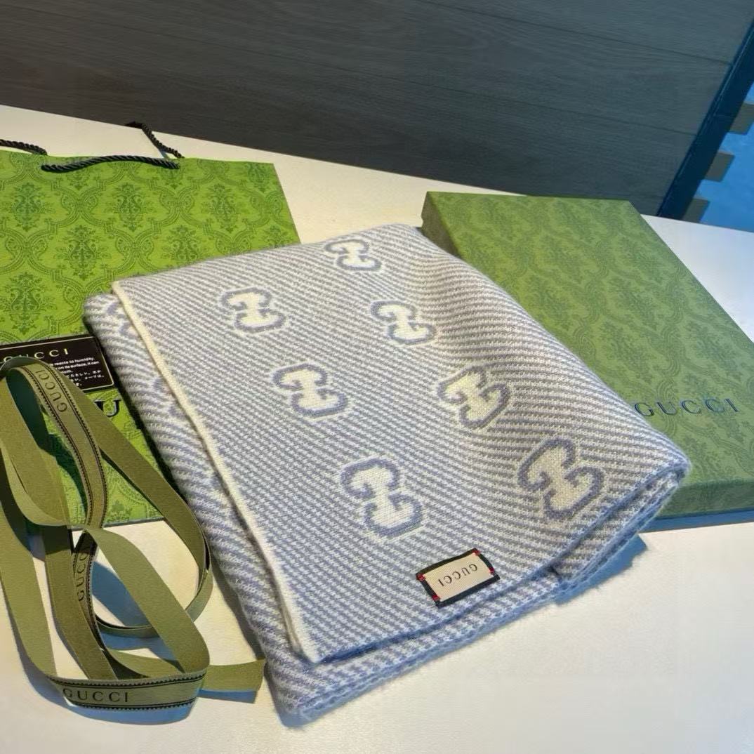 GUCC1 ジャガードカシミヤスカーフ【50％割引+送料無料】