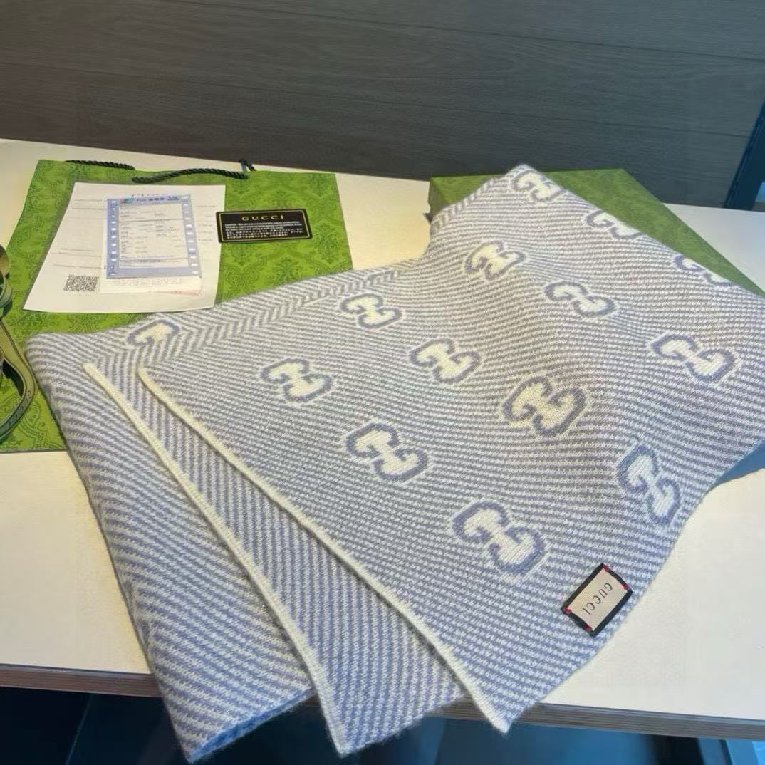 GUCC1 ジャガードカシミヤスカーフ【50％割引+送料無料】