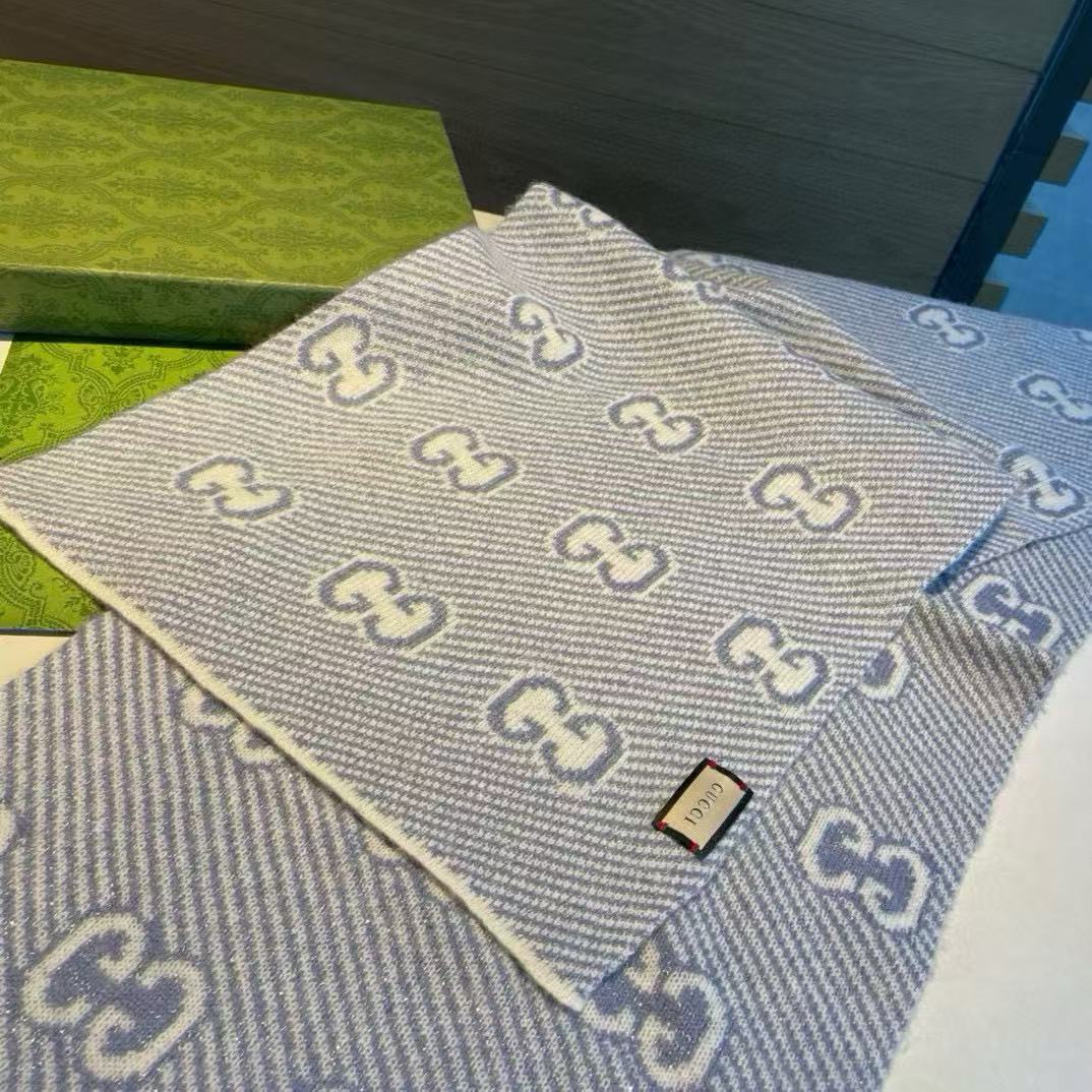 GUCC1 ジャガードカシミヤスカーフ【50％割引+送料無料】