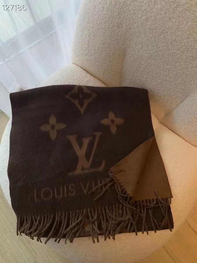 LV コーヒー カシミア フリンジ スカーフ【50％割引+送料無料】