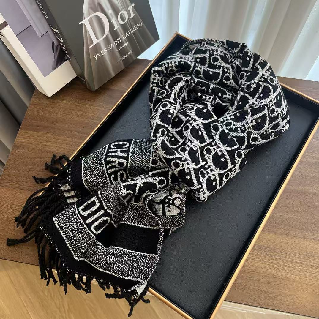 DI0R モノグラム タッセル カシミア スカーフ【50％割引+送料無料】