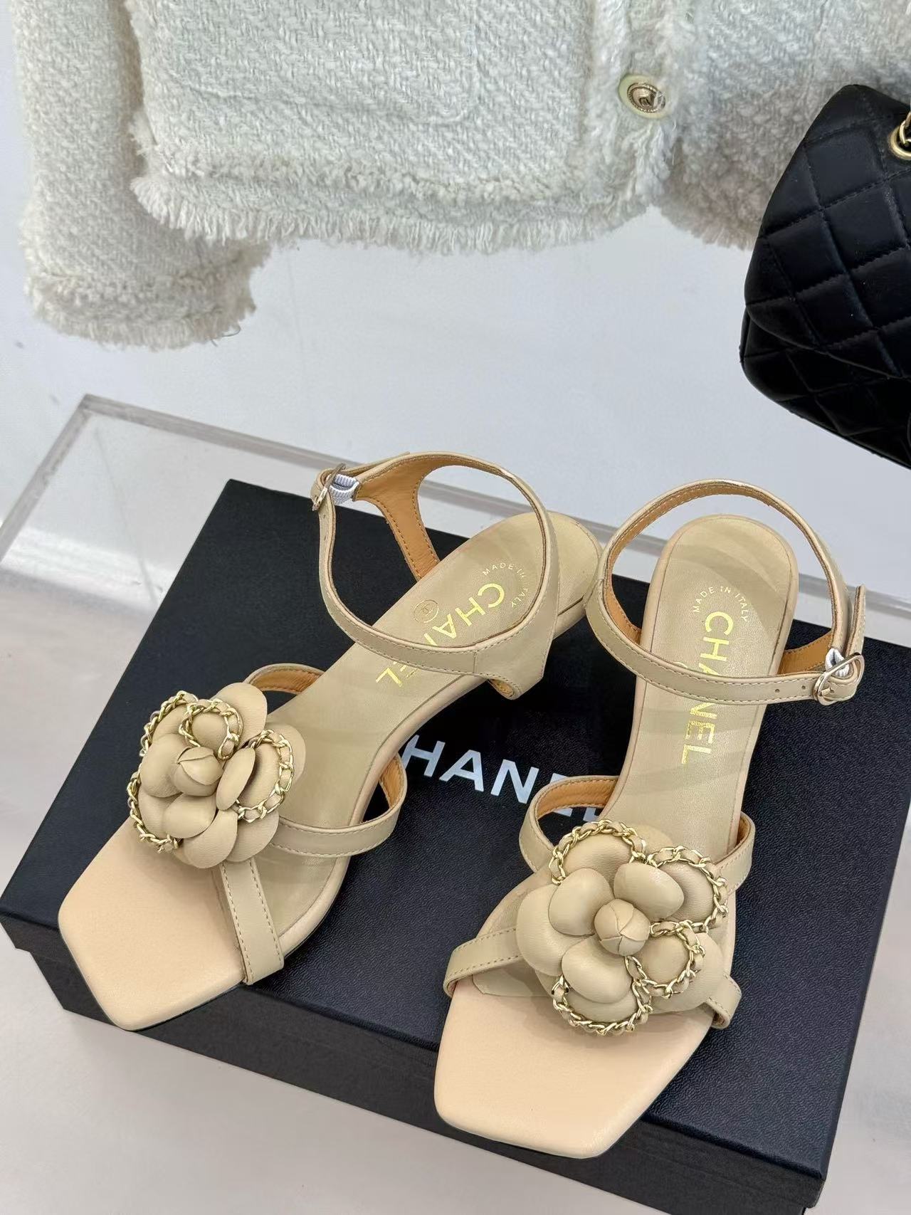 CHANE1 高品質カメリアハイヒールサンダル【50％割引+送料無料】