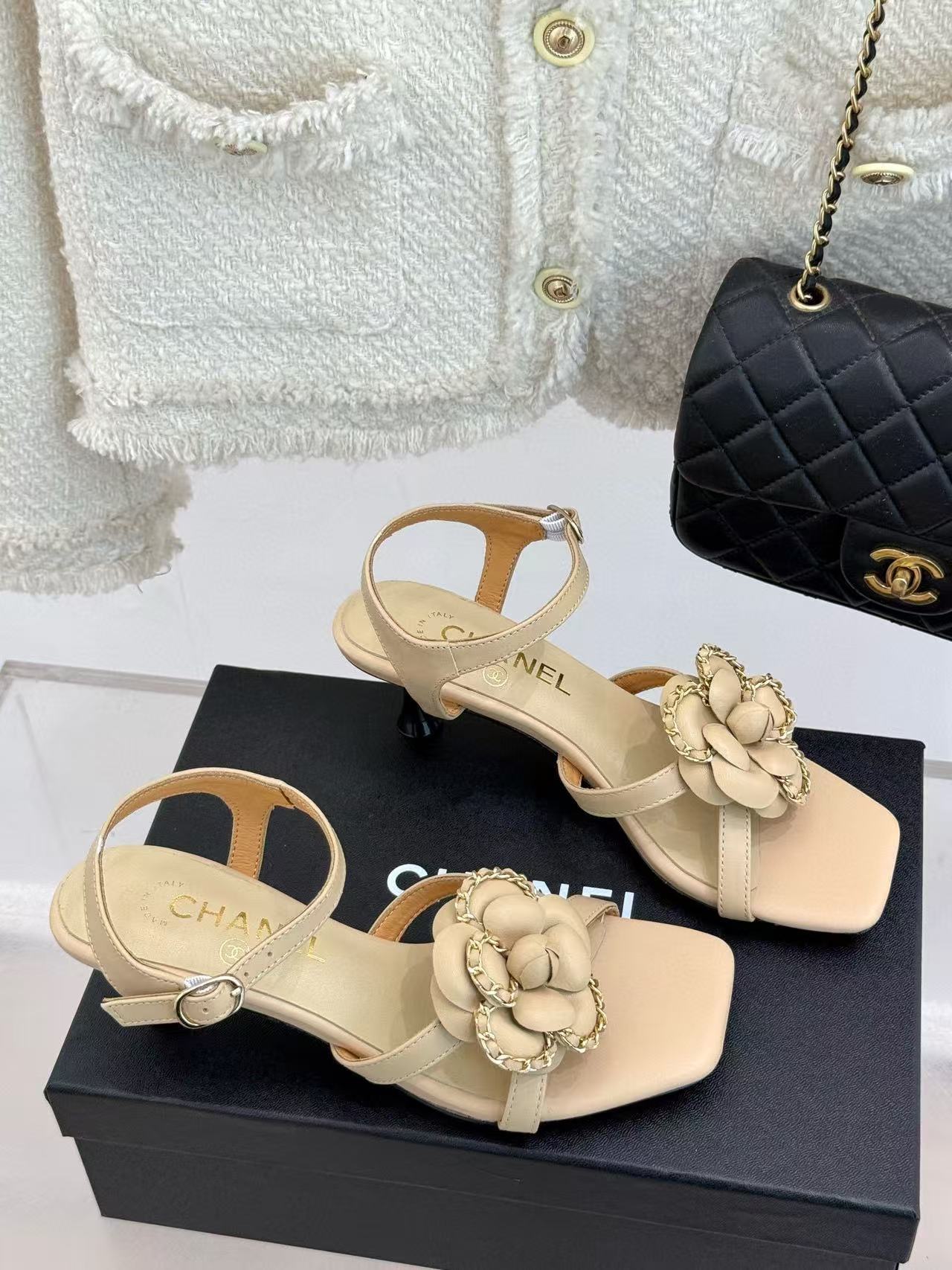 CHANE1 高品質カメリアハイヒールサンダル【50％割引+送料無料】