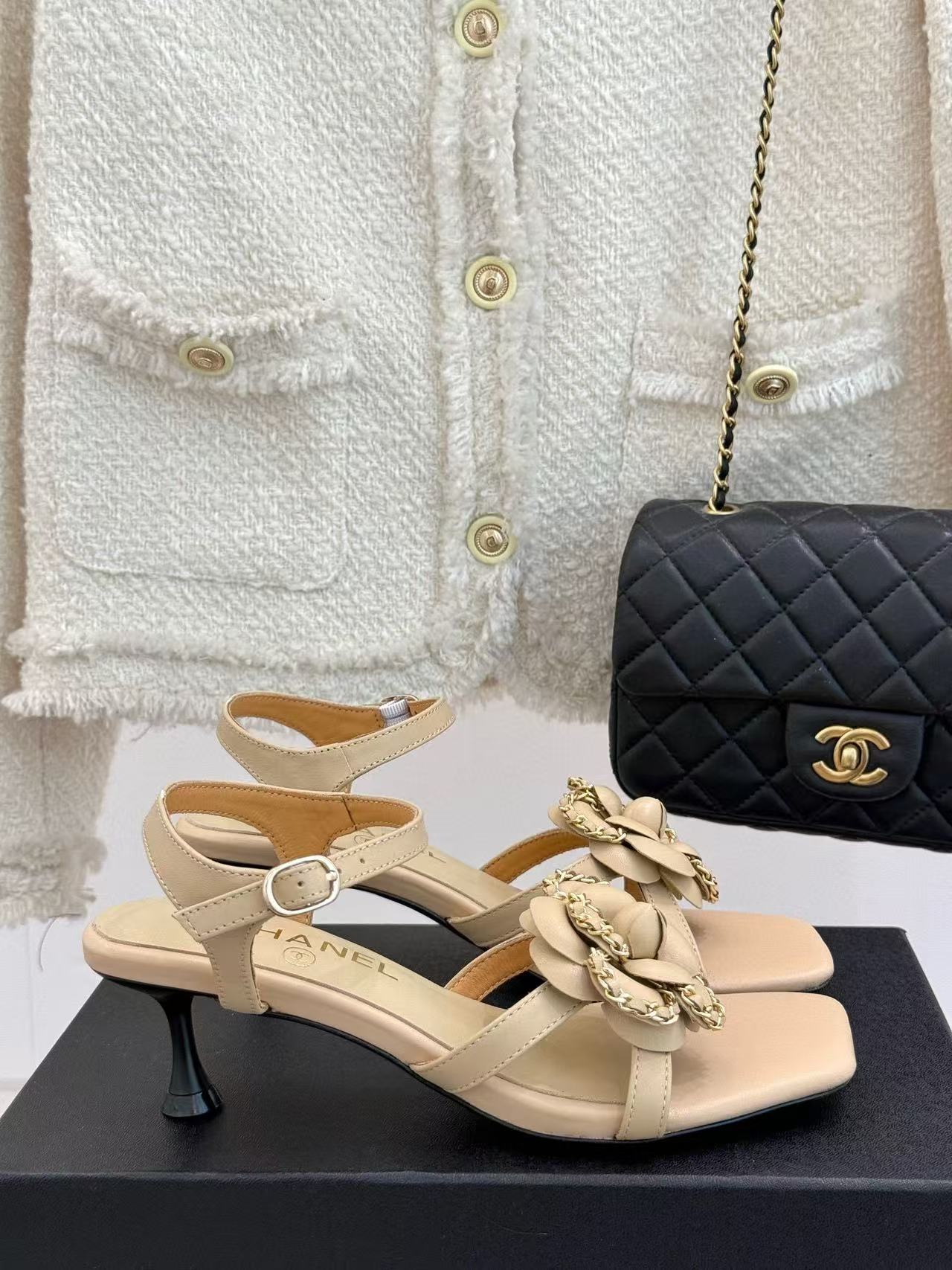 CHANE1 高品質カメリアハイヒールサンダル【50％割引+送料無料】