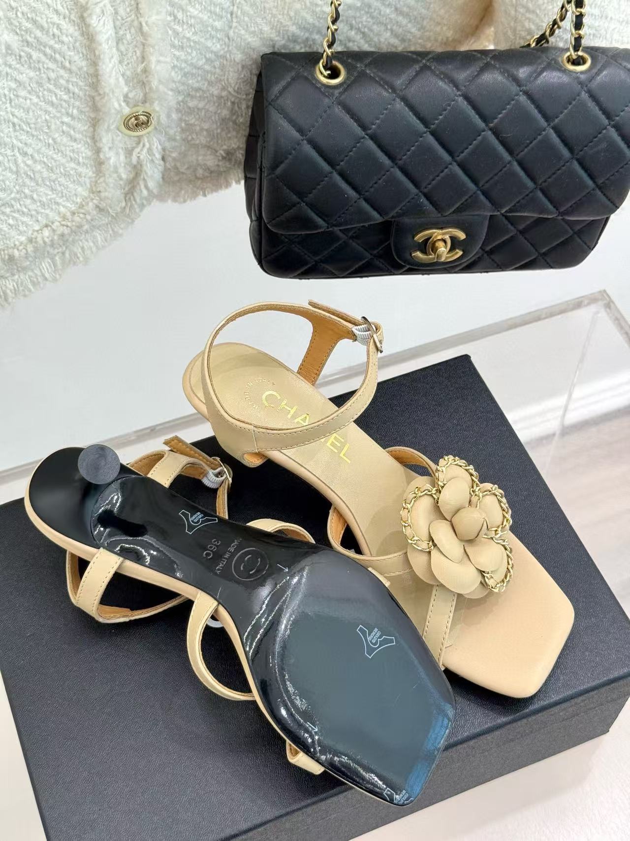 CHANE1 高品質カメリアハイヒールサンダル【50％割引+送料無料】