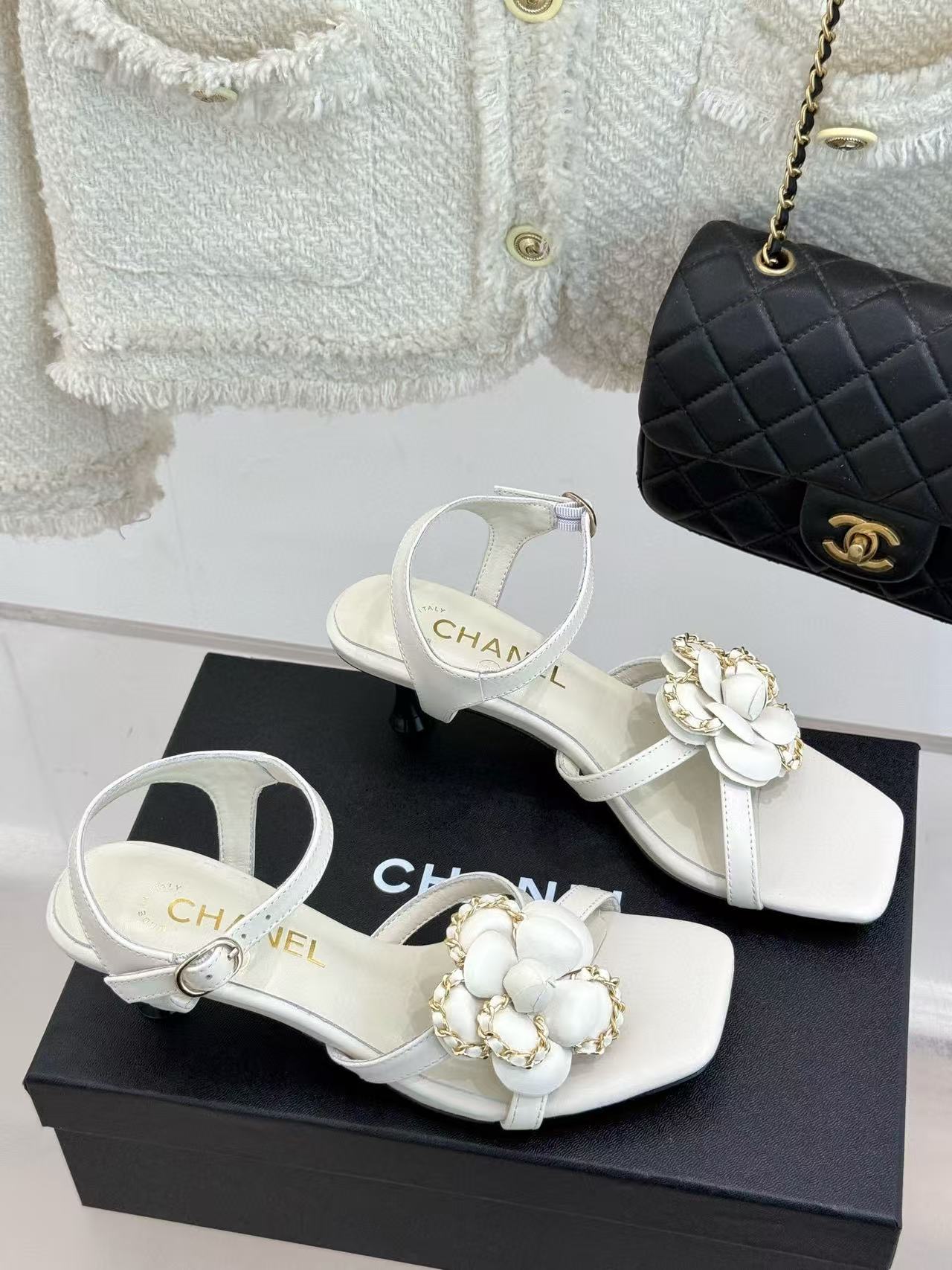 CHANE1 高品質カメリアハイヒールサンダル【50％割引+送料無料】