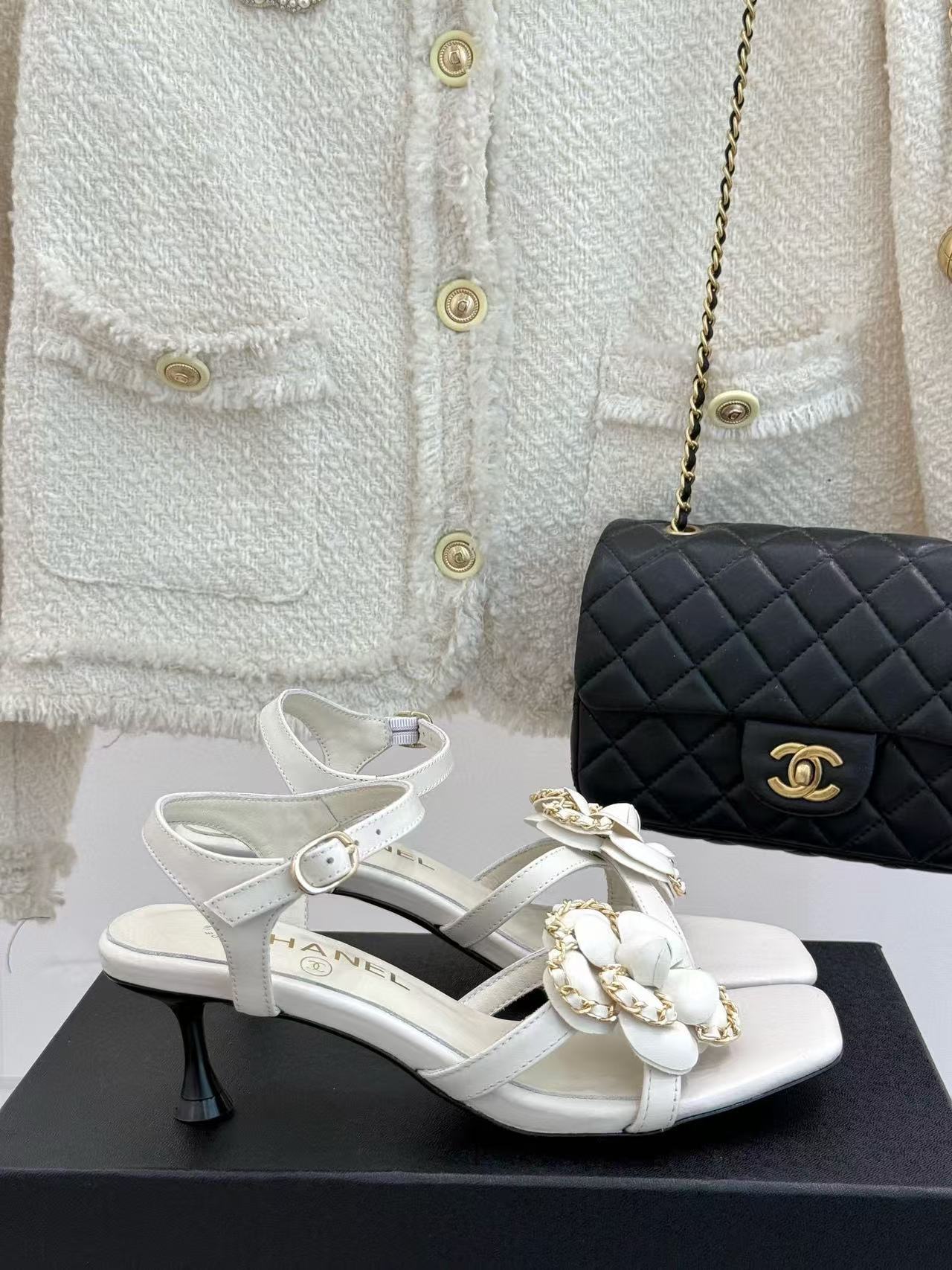 CHANE1 高品質カメリアハイヒールサンダル【50％割引+送料無料】