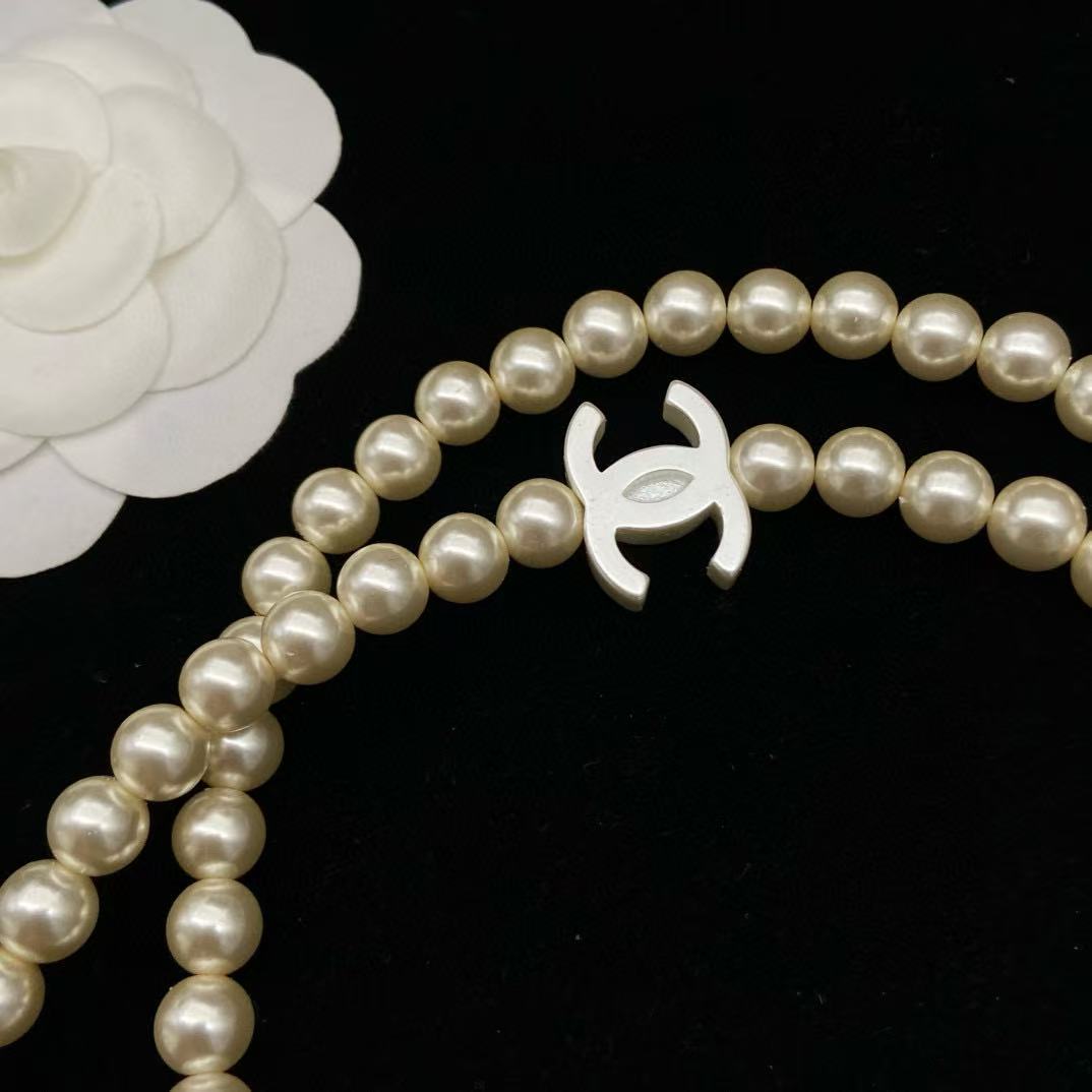 CHANE1 ダブルCパールネックレス【50％割引+送料無料】