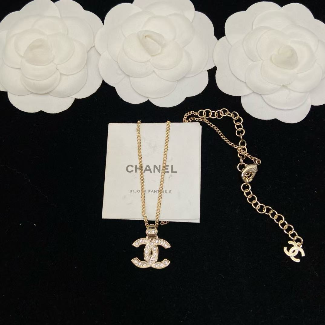 CHANE1 ダブルC フルダイヤモンドネックレス【50％割引+送料無料】