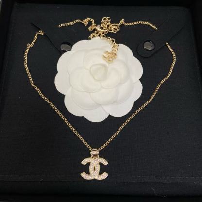 CHANE1 ダブルC フルダイヤモンドネックレス【50％割引+送料無料】