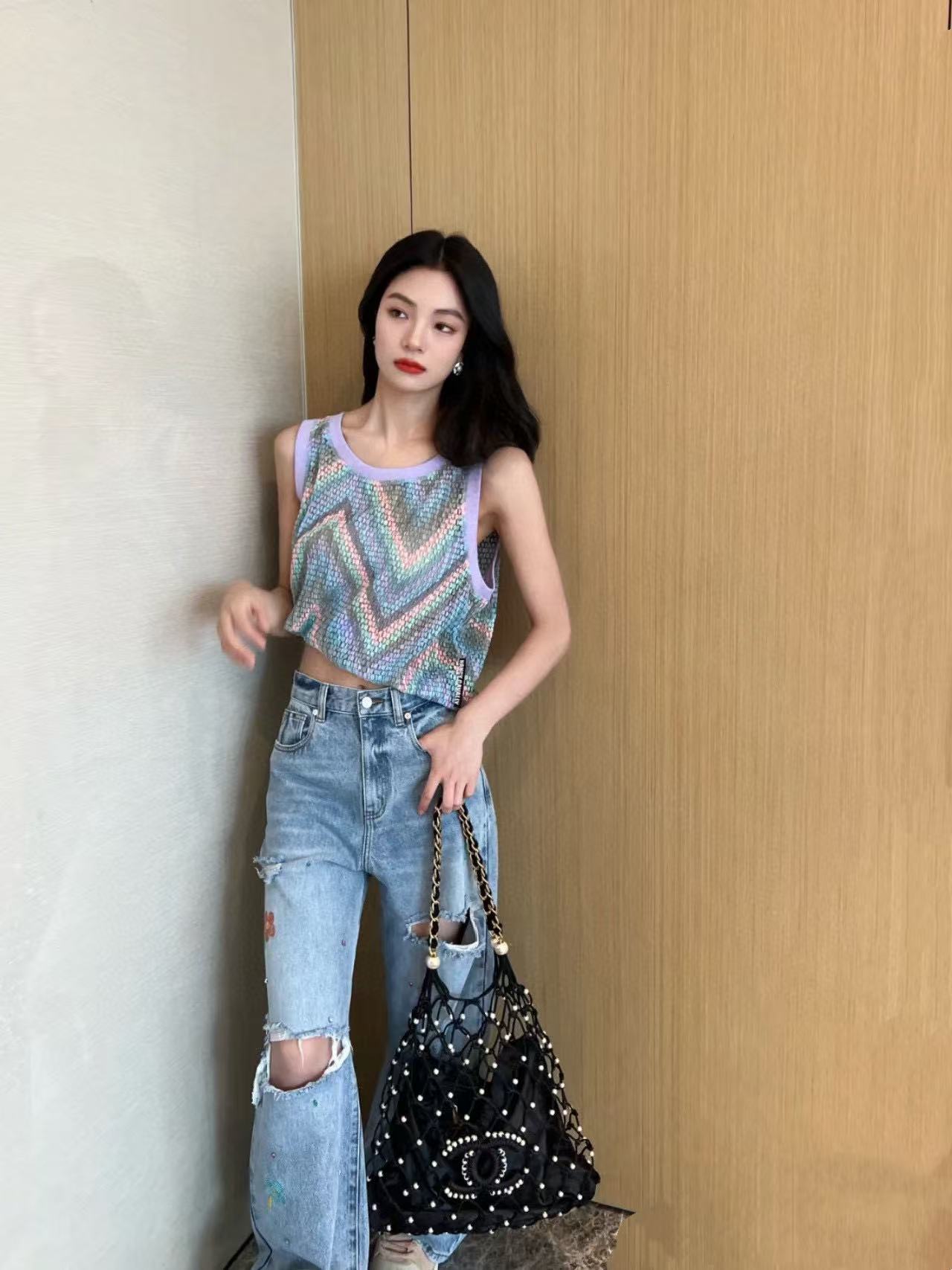 CHANE1 高品質パールメッシュショルダーバッグ【50％割引+送料無料】