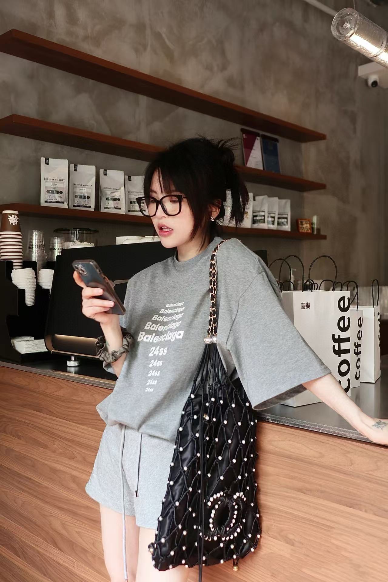 CHANE1 高品質パールメッシュショルダーバッグ【50％割引+送料無料】