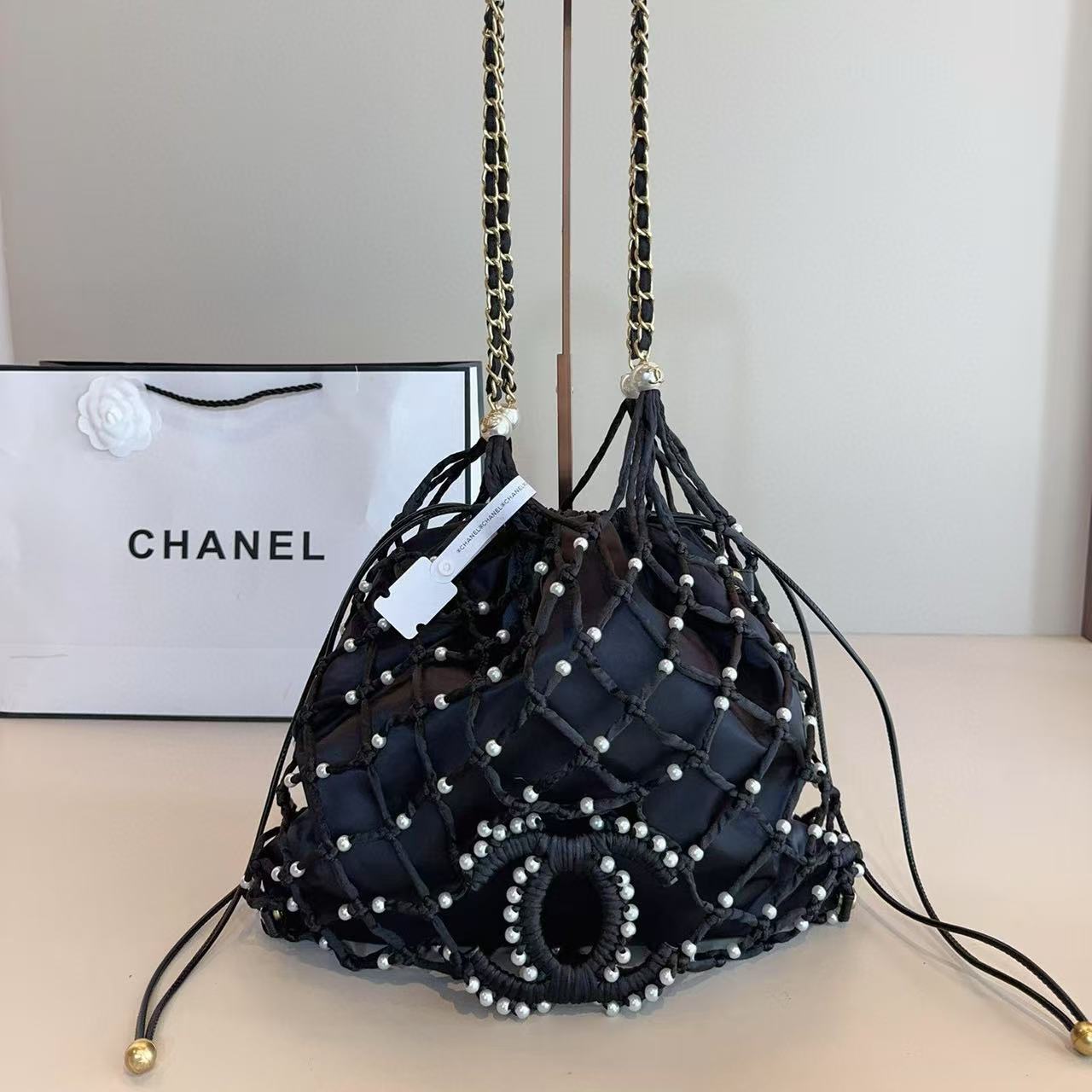 CHANE1 高品質パールメッシュショルダーバッグ【50％割引+送料無料】