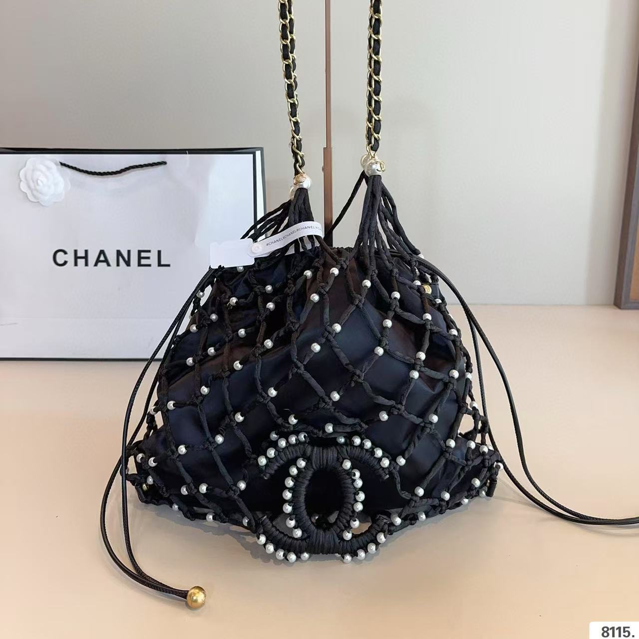 CHANE1 高品質パールメッシュショルダーバッグ【50％割引+送料無料】