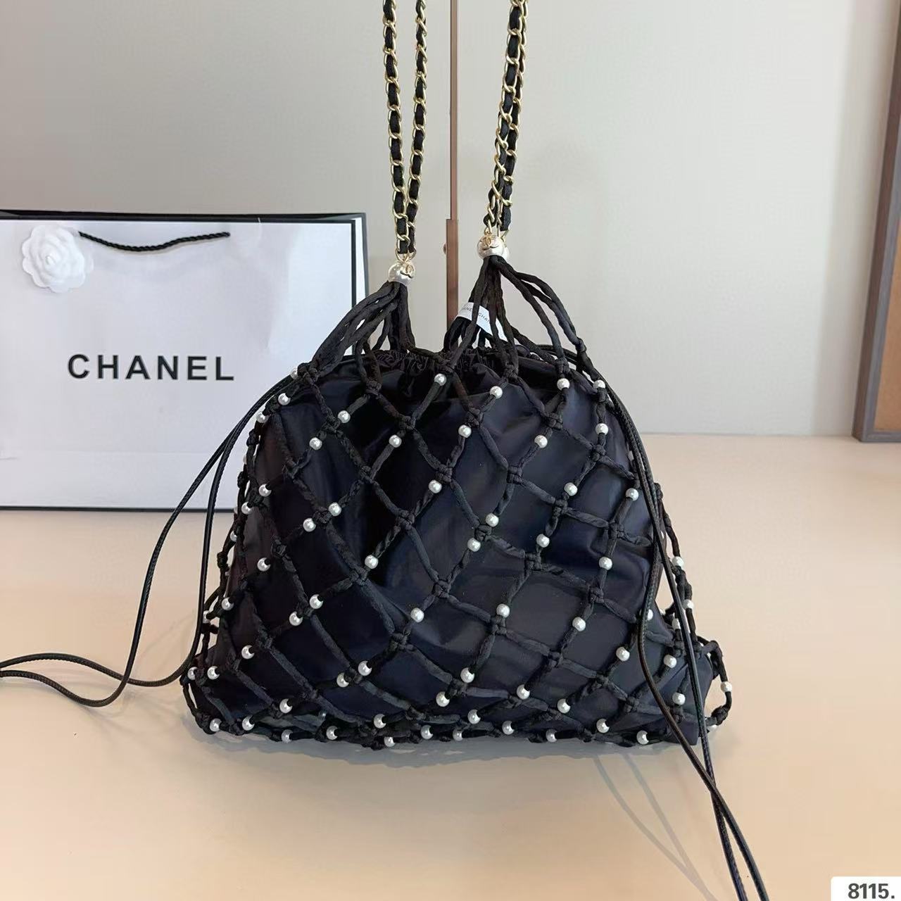 CHANE1 高品質パールメッシュショルダーバッグ【50％割引+送料無料】