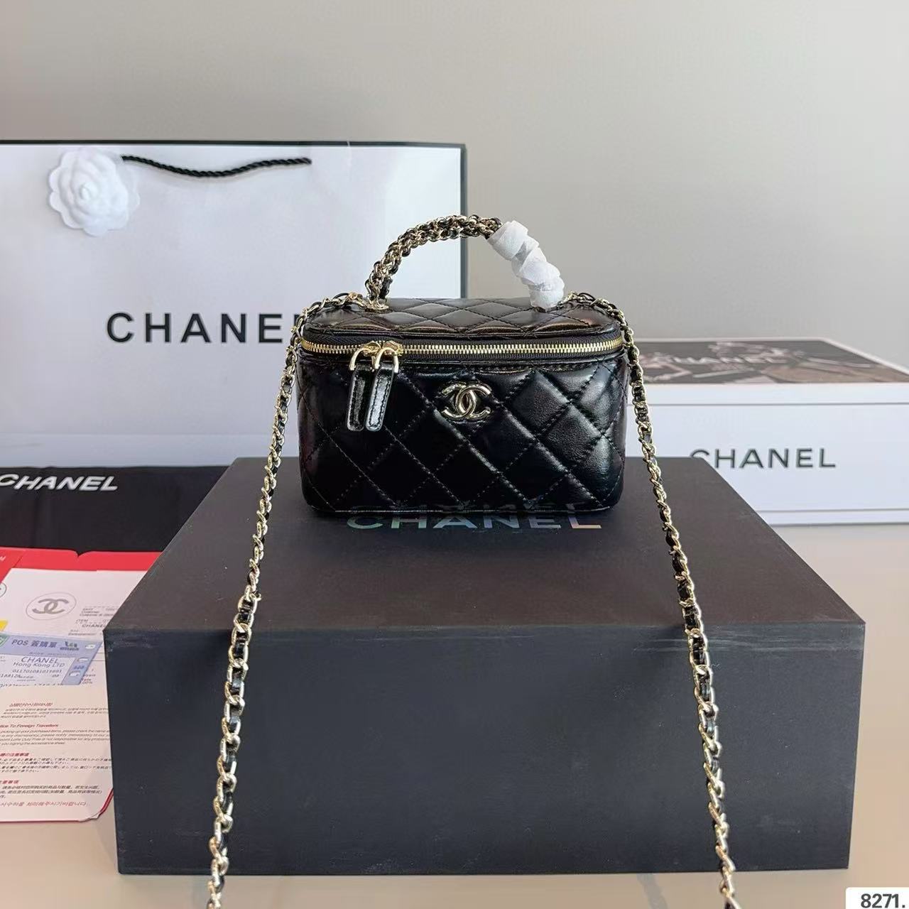 CHANE1 ボックスチェーン化粧ポーチ【50％割引+送料無料】