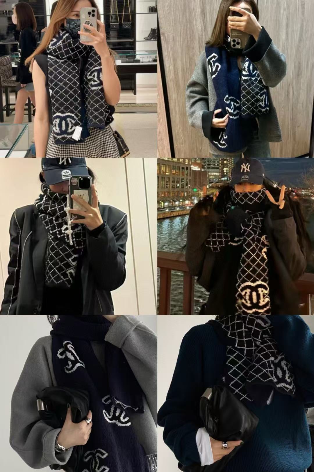 CHANE1 フルロゴ入りカシミアスカーフ【 50％割引+送料無料】