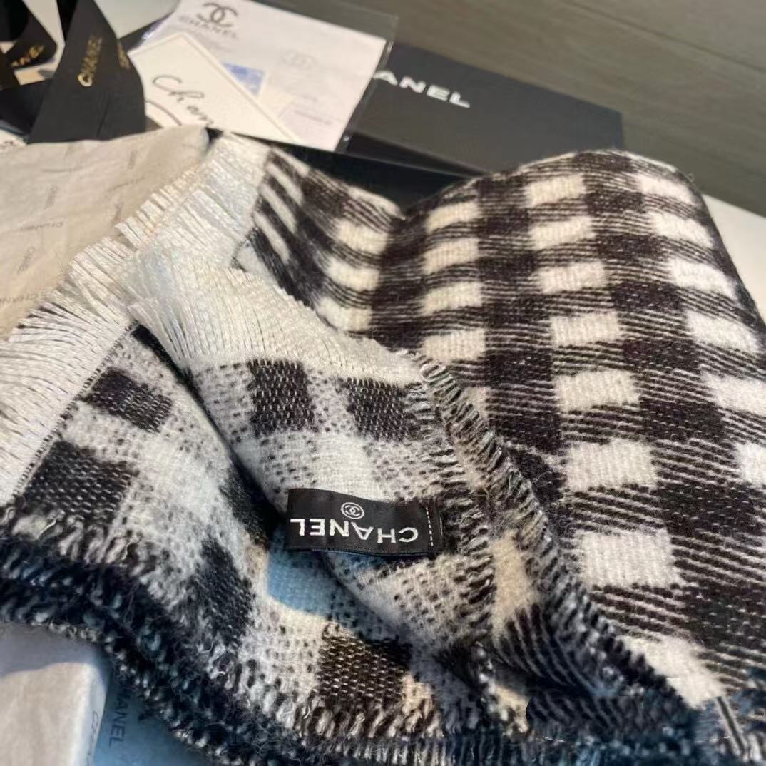 CHANE1 カシミア チェック柄 フリンジ スカーフ【 50％割引+送料無料】