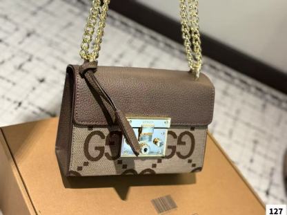 GUCC1 クラシック牛革ロックチェーンバッグ【 50％割引+送料無料】