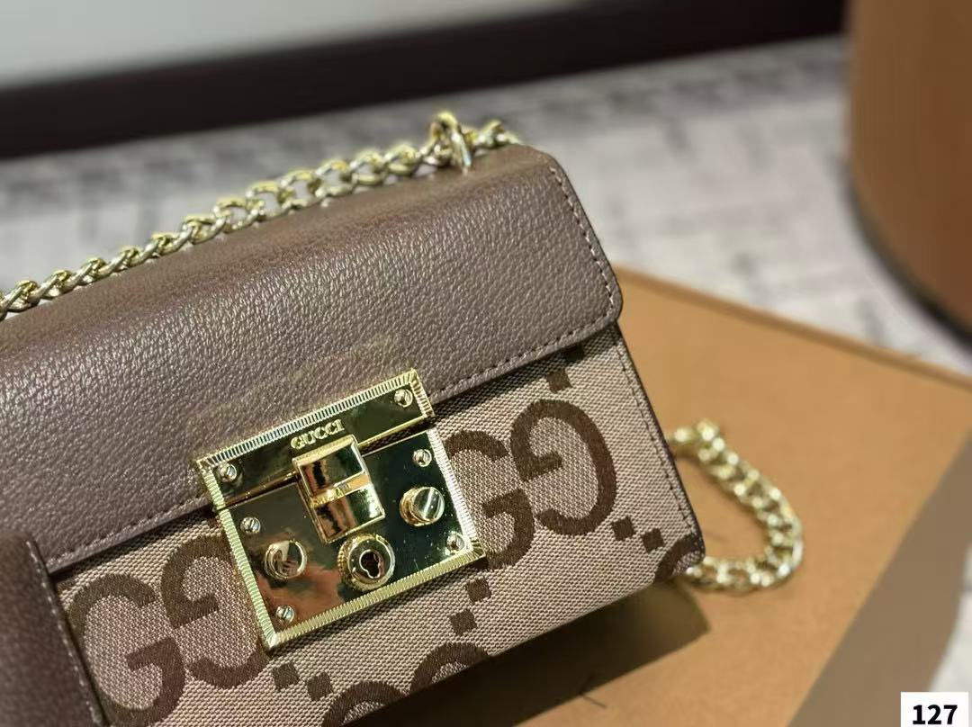 GUCC1 クラシック牛革ロックチェーンバッグ【 50％割引+送料無料】