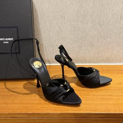 YSL 高品質シルクサテンハイヒールサンダル【50％割引+送料無料】