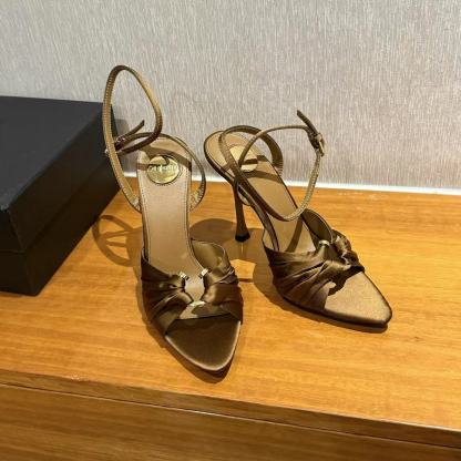 YSL 高品質シルクサテンハイヒールサンダル【50％割引+送料無料】