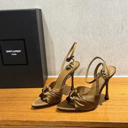 YSL 高品質シルクサテンハイヒールサンダル【50％割引+送料無料】