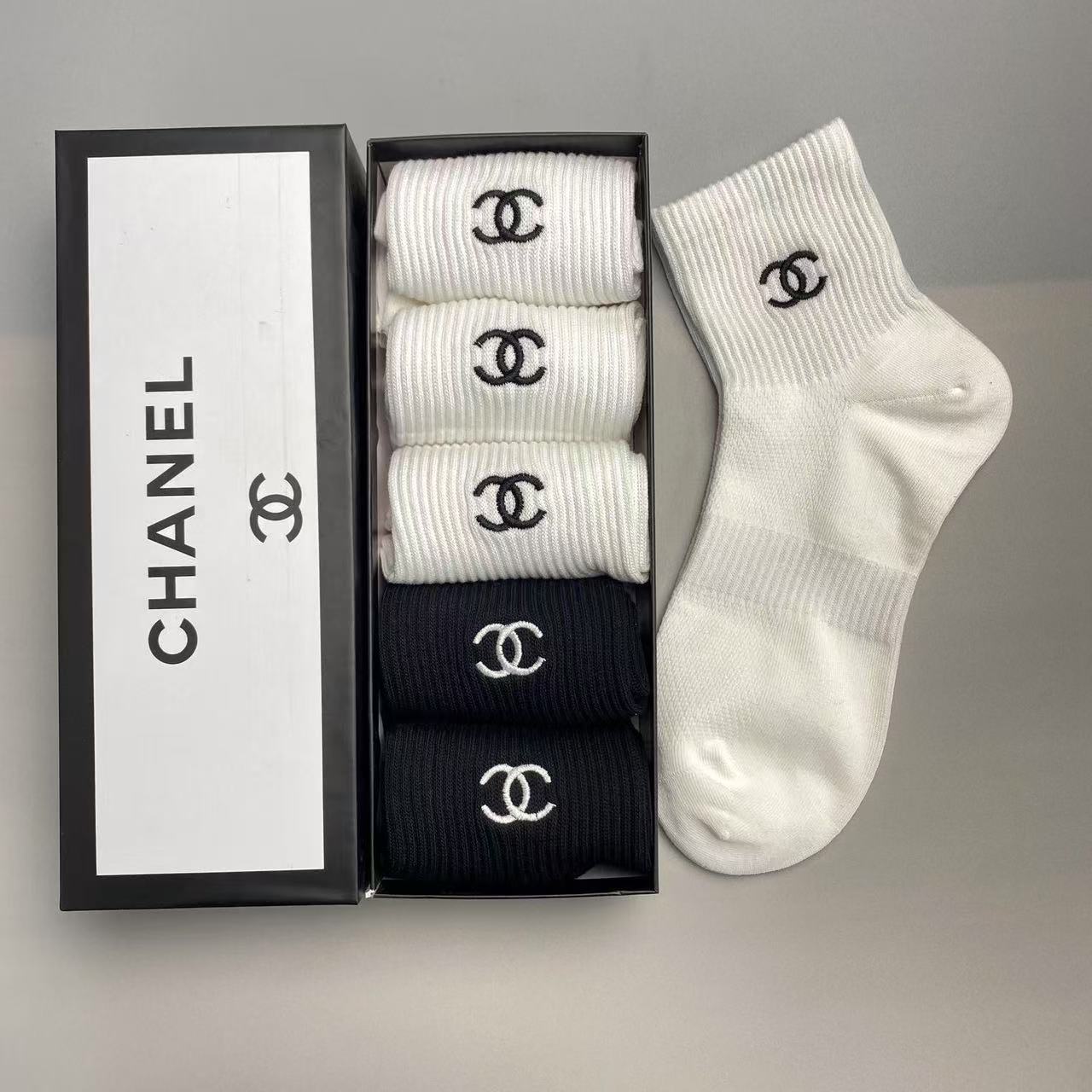 CHANE1 ダブルCソックス5足【 50％割引+送料無料】